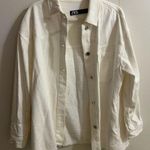 ZARA (NWOT)  Frayed Hem Cotton Overshirt Shirt Jacket in White Photo 0