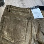 NWT Lauren Ralph Lauren Coated Metallic Skinny Ankle Stretch Jeans | Gold | 25/0 Photo 4