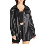 Steve Madden Faux Good Measure Shacket in Black XSmall Womens Vegan Shirt Photo 10