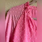 CeCe NWT  Clip Dot Ruffle Long Sleeve Shift Dress in Pink Begonia Photo 9