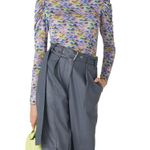 Tanya Taylor  Shirt Womens X Small‎ Blue Purple Green Adonica Mock Neck Cropped Photo 0