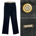 St. John Sport Pants Size 2 Black Stretch Cotton Straight Leg Gold Button VTG Photo 1