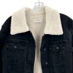 PacSun Women’s Black Denim Jacket Size Medium Fleece Distressed Retro Boho 90s Photo 1