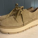 Chelsea and Violet  IRENA Size 9.5 Tan Suede W/ Gold Lace Up Platform Oxfords Photo 1