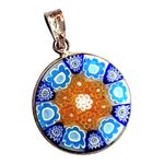 Double Sided Millefiori PENDANT For Necklace 925 Silver v2225 VI Vincenza Italy Photo 4