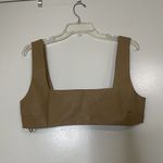 Meshki  Mahla Faux Leather Square Neck Crop Bralette tank Camel brown size Large Photo 2