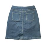 Cotton Connection Pull On Denim Jean Mini Skirt Elastic Waist Back Slit Sz 2 NWO Blue Photo 2