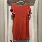 Max Studio Orange, Melon Colored Knit Dress Size M Flounce Sleeves Fun Trim Photo 1