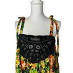 Free People  Bali Moroccan Flowers Black Colorful Tie Strap Tank Top XS Photo 3