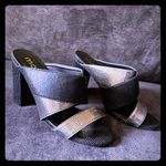 Moca Sequin Strappy Heels | Black & Silver Glam Open Toe Pumps | 8.5 Photo 2