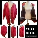 Talbots Vintage Women’s Red Field Coat Hooded With Detachable Wool Lining-RARE Photo 1