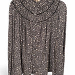 BODEN US10/UK14 Ruched Yoke Jersey Button Up Blouse Ditsy Black White Floral Size 10 Photo 0