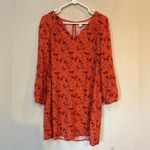 Old Navy  Boho Floral Mini Dress Orange Pink Long Sleeve Small Photo 10