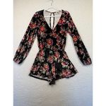 Show Me Your Mumu Show Me Your MUMU Black Velvet Floral Kelsey Romper Size Medium Photo 1