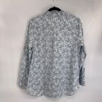 Garnet Hill Button Front Shirt Womens 12 Blue Floral Organic Cotton Feminine Photo 6