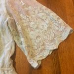 Listicle  NWT Romper Large Sage Mint Green Shorts Embroidered Lace Sheer Sleeves Photo 3