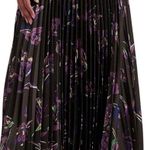 Lauren Ralph Lauren Floral Pleated Satin Charmeuse Skirt Size US 12 Photo 0