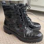 A New Day A day women’s black crocodile print combat boots  Photo 0