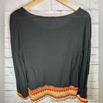 Pink Owl  made in USA Black‎ Chevron Detail hem Boho Top Womens size large Photo 1