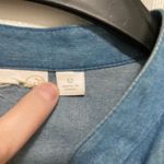 Westport  1962 Blue Chambray V Neck Embroidered Floral Sleeveless Shift Dress Photo 1