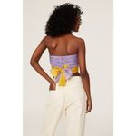 Slate + Willow Purple Yellow Tie-Dye Strapless Bow Back Crop Top Size 6 Photo 1