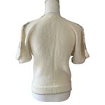 NWT Right Fashion White Crochet Knit V Neck Short Sleeve Vintage Sweater Small Photo 2