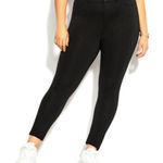 City Chic NEW Plus 16 1X Black Subtle Legging Pants Stretch Photo 0