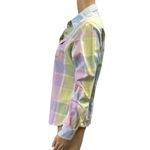 Aura Western Cowgirl Pearl Snap Up Long Sleeve Pastel Plaid Pocket Shirt Small Photo 1