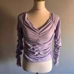 Elodie  Lilac Textured Off Shoulder Top | Size: L Photo 1
