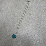 Teal color heart shaped pendant necklace Blue Photo 1
