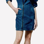 NEW Etica Denim Mini Dress Edgy Asymmetric Zipper Charley Stretchy Biker XS Blue Photo 0