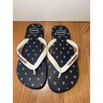 Havaianas Flip Flop Sandals Shoes Mens Size 8 Navy White Anchor Print Beach Photo 1