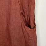 Lina Tomei Dress Sz M Shift Linen Sleeveless Beaded Necklace Pockets Brick Italy Orange Size M Photo 5