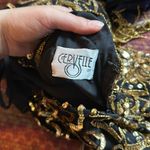 VTG CERVELLE SILK BLACK & GOLD SEQUIN BEADED FRINGE DRESS PARTY Holiday nye Photo 1