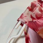 Carmen Marc Valvo 100% Silk Floral Ruffle Midi Dress Pink Orange S-8 Wedding Guest Cocktail Sunset Photo 8