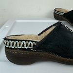 UGG  Australia Black Suede Slip On Mules Clogs Sz 7 Embroidered Photo 8