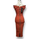 NWT Vesper247 XS Rust Off Shoulder Midi Dress Zip Back Belted Wedding Guest Fall Orange Photo 3