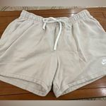 Nike Sportswear French Terry Lounge Shorts Women’s Large Beige Drawstring Swoosh Photo 0