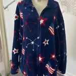 Vintage Classic Americana Dark Blue Red White Flag Fleece Sweater Jacket XXL Photo 1