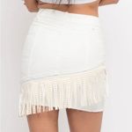 American Bazi NWT Studded Fringe Festival White Denim Stretch Mini  Small Photo 2