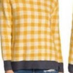 Susina yellow buffalo check cozy crewneck sweater small Yellow Photo 0