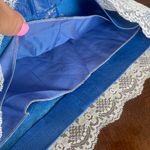 Vintage Elegant Blue Leather Mini Skirt with Lace Trim Size undefined Photo 7