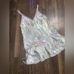 Oscar de la Renta 90s vintage floral bow coquette ruffle ribbon satin slip dress  Photo 4