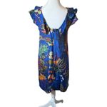 J.Crew Silk Blue Ruffle Tropical Floral Dress Size 00 Flower Vacation Flaw Read Photo 6