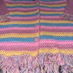 VTG Storybook Knits Pastel Striped Cardigan & Vest Y2K Cottagecore Knit Sweater Pink Size L Photo 2