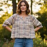 Free People  We The Free FP Women's Lucy Cotton Button-Front Swing Blouse Sz S Photo 2