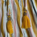 Blue Island  Beach Coverup Tropical Striped Mini Pullover Dress Tie Front Small Photo 6