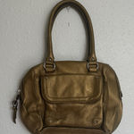 Tignanello Metallic Gold Bronze Pebble Leather Shoulder Bag Photo 0