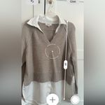 Elan  Cream Effortless Layered Sweater Top Size Medium Minimalist Chic Workwear Photo 6