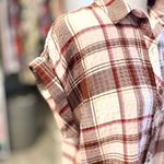 Vince Camuto  Pink Plaid Button Down Top Medium NWT Photo 2